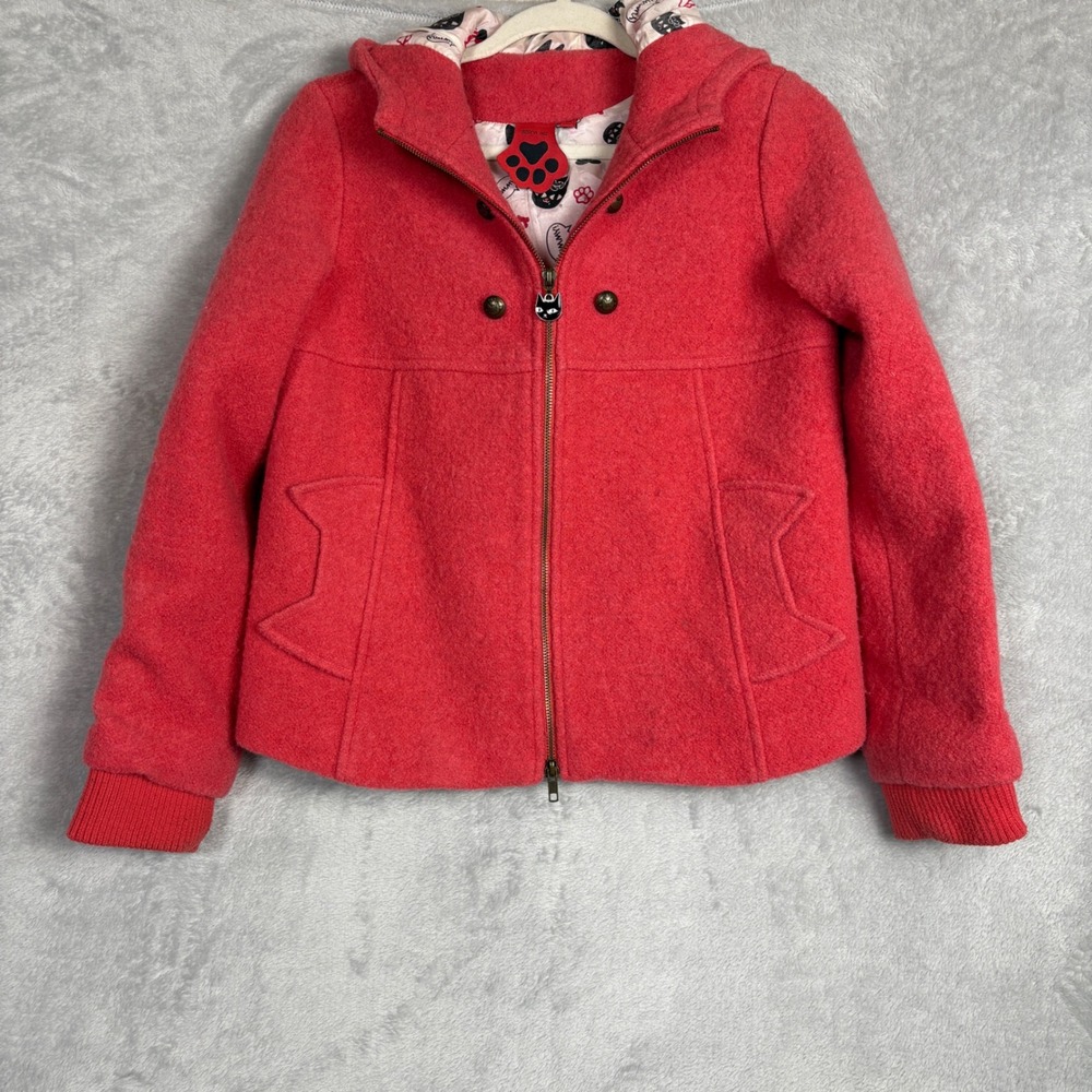 Azona a02 Pink Wool Blend Cat‎ Ear Hooded Jacket Womens Medium Rare Kids